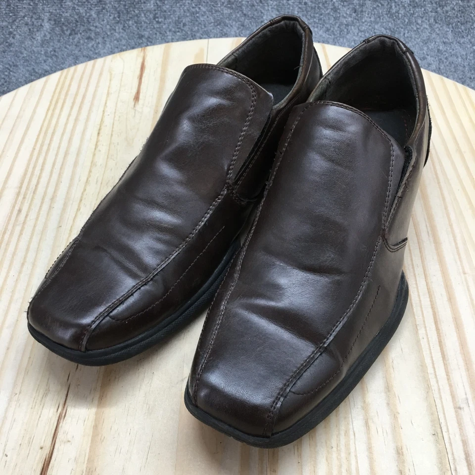 Zapatos cómodos Dexter para hombre 9 mocasines de cuero marrón sin cordones parte superior baja punta cuadrada Foto 3 de 4