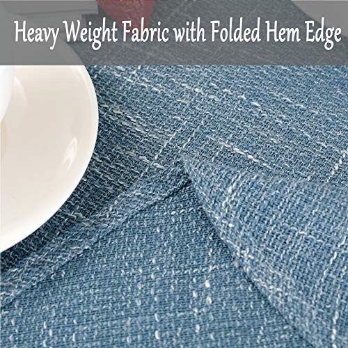 Cotton Linen Solid Color Tablecloth Round Simple Style 48" Round Light Blue - Picture 6 of 7