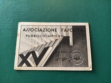 Ventennio Tessera PNF Associazione Fascista Pubblico Impiego A. XV Matera