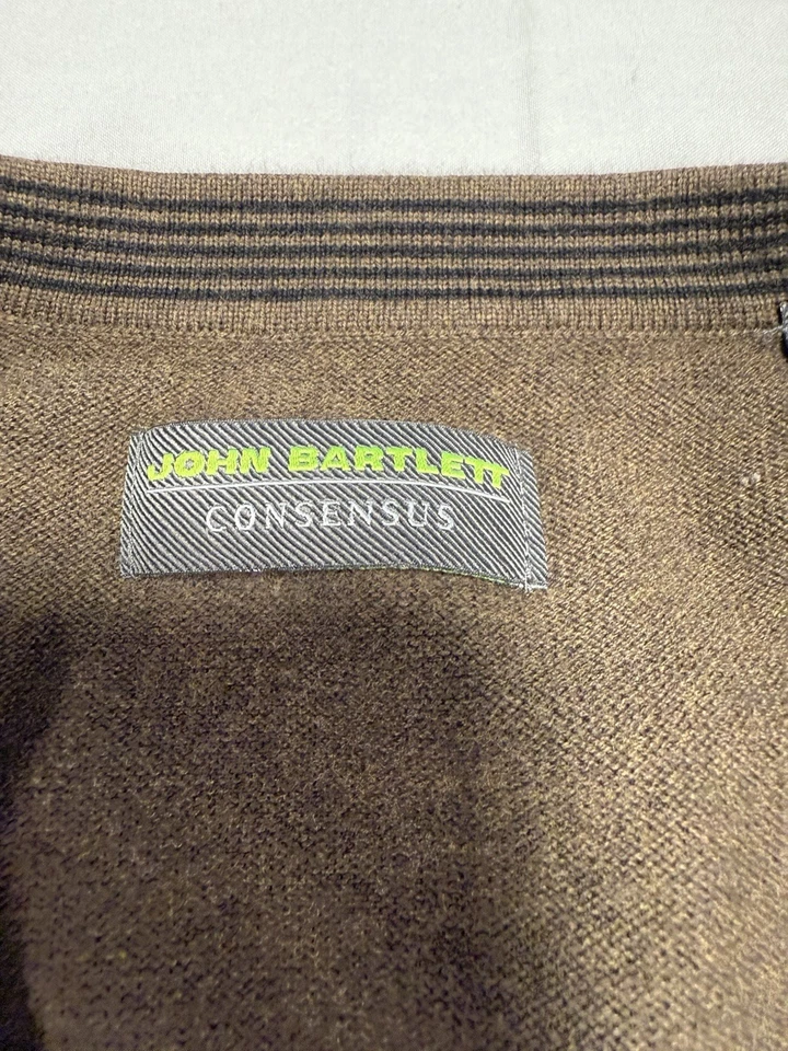 John Bartlett Consensus Sweater Knit Button Front 100% Cotton Size Large Brown - Image 2 of 4