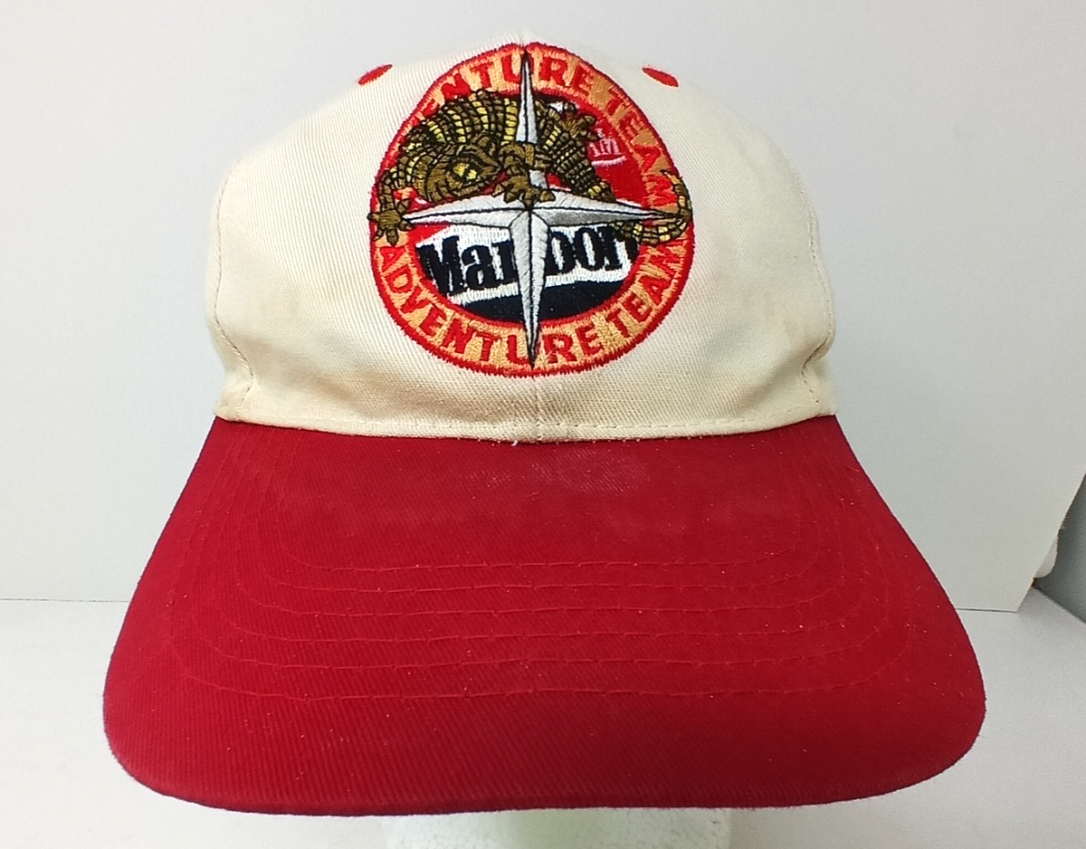 Vintage Marlboro Adventure Team Lizard Compass Red White Snapback 
