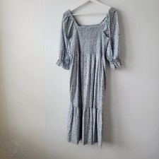 madewell Lucie Elbow-Sleeve Smocked Midi Dress sz M in Sunflower Field Pockets
