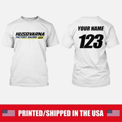 CUSTOMIZED HUSQVARNA FACTORY RACING MOTOCROSS TSHIRT YOUR NAME AND NUMBER