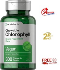 Chlorophyll Chewable Tablets, 300 Count, Vegan Non-GMO  Gluten Free by Horbaach