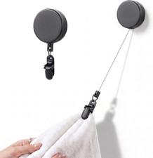 Retractable Towel Clip, Hand Towel Holder with Extendable Clip, 1 PCS Black