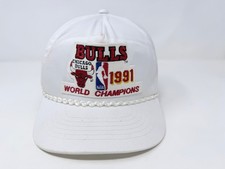 Chicago Bulls 1991 World Champions Hat White NBA Retro Logo 90s- Needs Cleaned