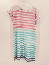 Pre-Owned T By Talbots Pink Size Small Stripe Knee Length Short Sleeve Dress