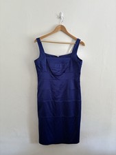 Sangria Blue Satin Fitted Formal Mini Dress Size 12