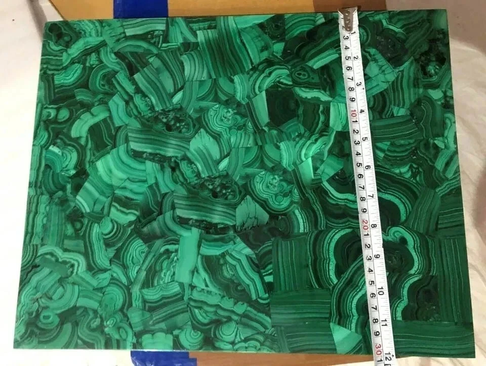 Semi Precious Marble Malachite Coffee Table Top Handmade Decor Christmas Gifts - Image 3 of 4