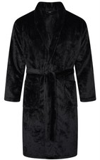 Mens Flannel Fleece Bathrobe Warm Soft Dressing Gown Bath Robe Shawl Collar