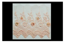 Unotrim 4" White Peach Mint Blue Embroidered Sheer  Floral Lace Trim By Yard