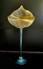 Large Jack-in-the-Pulpit Iridescent Art Glass Vase – Signed L.C. Tiffany Favrile