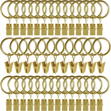 44 Pack Metal Curtain Rings with Clips, Drapery Clips with Rings, Drapes Rings