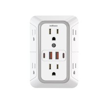 6 Outlet Extender Surge Protector Multi Plug Wall Adapter 4 USB Charger Ports