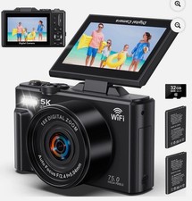5K Digital Cameras 75MP 60FPS Video Camera Vlogging WiFi App Control for Youtube