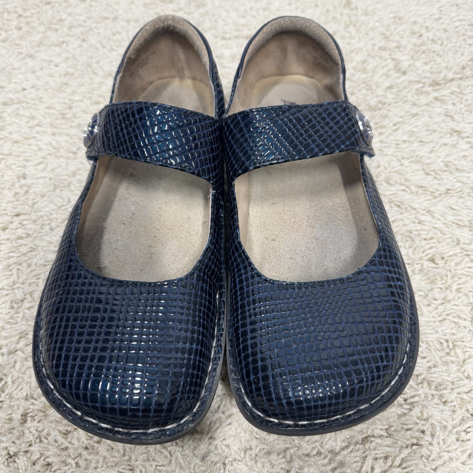 Alegria Paloma Navy Snakeskin Mary Jane Comfort Clog Shoes Euro 40 US 9-9.5