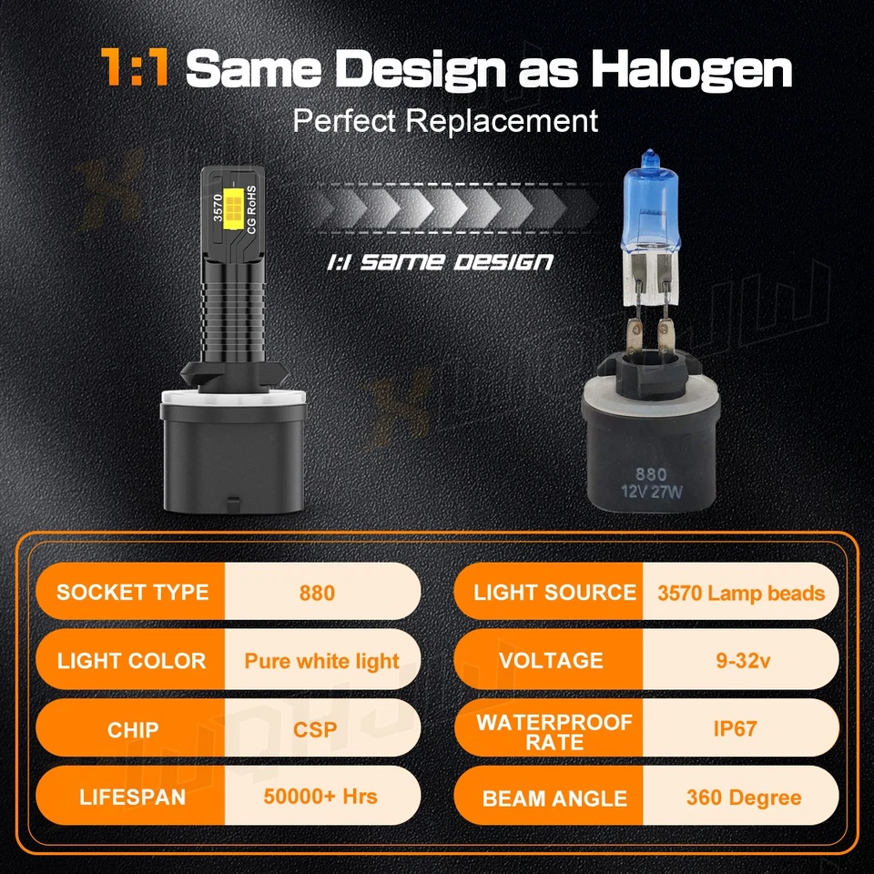 2 PIEZAS 880 LED bombillas antiniebla 6000K súper blancas para Pontiac Grand Prix 1997-2003 Foto 3 de 4