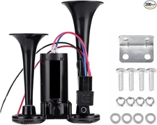 12V 600DB Car Air Horn, Super Loud Air Horn for Truck, Dual Electric Air -Black