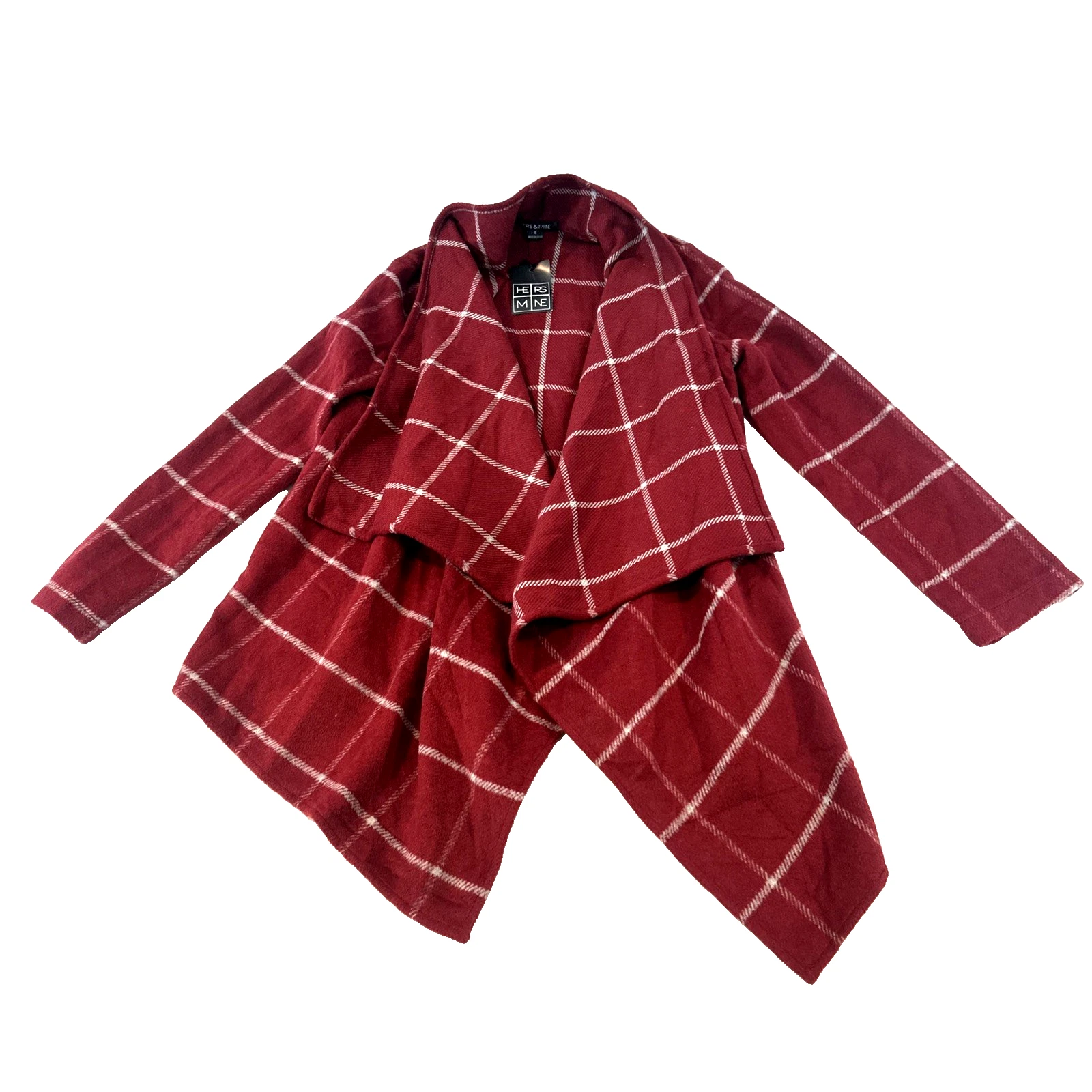NWT Plaid Poncho Cape Wrap Womens S Red Windowpane Sleeved Scarf Soft Layer