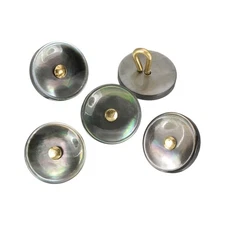 5Pcs Natural Shell Button, 11.5mm Bowl Shell Shank Buttons, Black/Gold