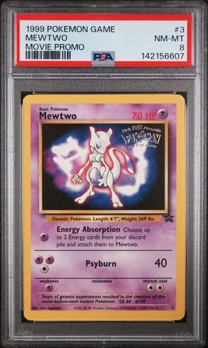 1999 POKEMON GAME MOVIE PROMO #3 MEWTWO PSA 8