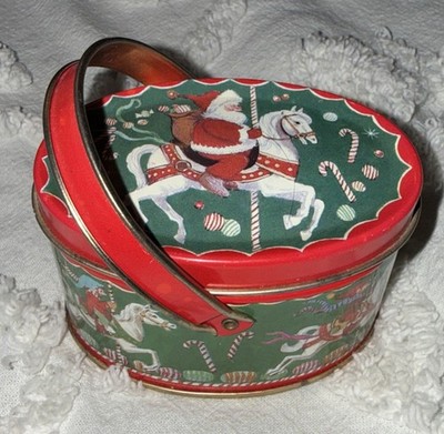Vintage Christmas Tin Keller Charles Philadelphia Santa Carousel Elves gnomes