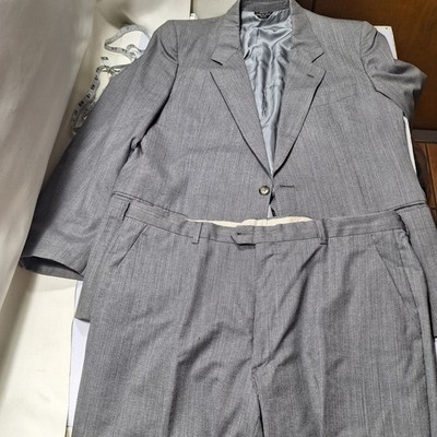 Vtg E. De Simone Suit 44R Made in Italy Gray 30L 46 Chest 38W 31 inseam