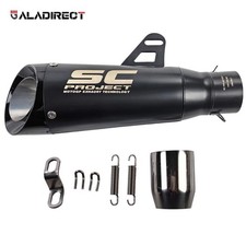 For Universal 51mm Slip-on Motorcycle Exhaust Muffler Tail Pipe Black 2 Steel