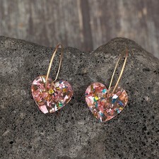 Earrings 1 Pair Bohemian Dangle Earrings Resin Sequin Heart Retro Gift Jewelry