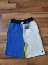 Nwt Polo Ralph Lauren Sweat Shorts Small 8 Boy Color block Fleece Drawstring