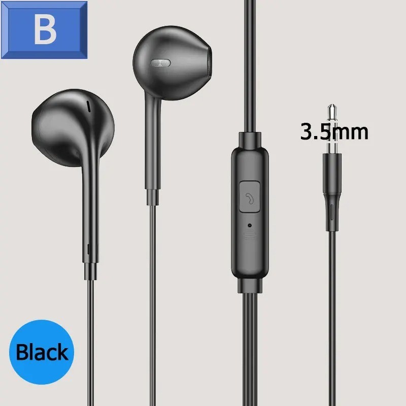 Wired Earphones In-Ear Earbuds Headphones 3.5mm Built in Mic for Android Samsung