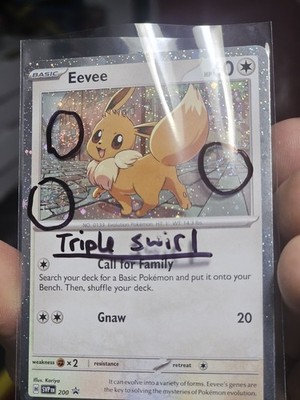 Pokémon TCG Eevee SVP 200 Black Star Promo W/Triple Swirl + Holo Bleed NM/LP
