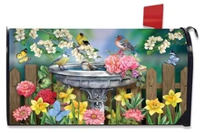 Briarwood Lane Birdbath in Bloom Mailbox Cover