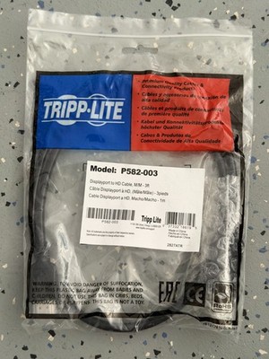 NEW Tripp Lite 3' DisplayPort to HDMI Adapter Cable ~ P582-003 ~ Sealed