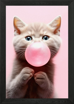 Bubble Cat gerahmtes Wandbild Poster Leinwanddruck Bild