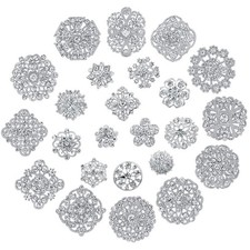 Crystal Rhinestone Flower Brooch Pin Set for DIY Bridal Wedding Bouquet Kit