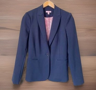 LILLY PULITZER Blazer Womens Medium Royal Blue Knit Lined Fitted Leighton Jacket