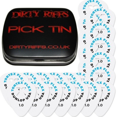24 x Dunlop Tortex Flex X weiß 1,00 mm Gitarren-Plektren/Gitarrenplektren in einer Plektren-Dose