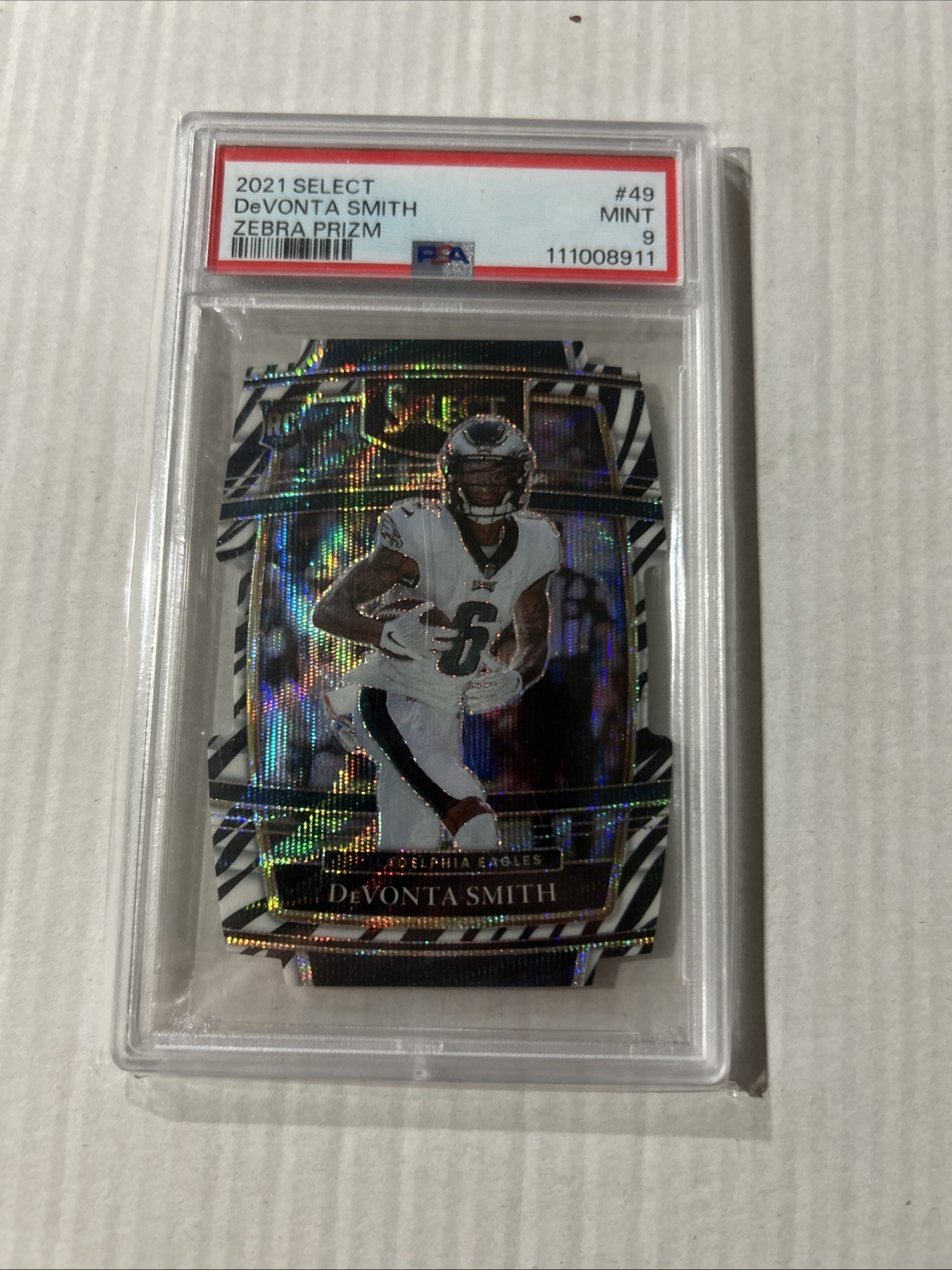 2021 Panini Select - Concourse Devonta Smith #49 Zebra Prizm Die Cut (RC)