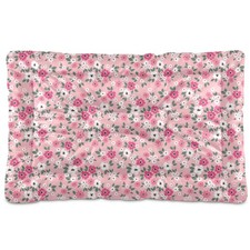 Pink Floral Pet Bed Pad Soft Dog Bed Mat with Anti-Slip Bottom, Machine Washa...