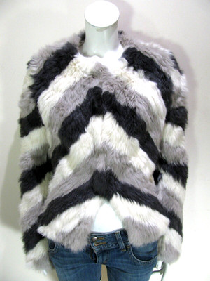 Love Token Jacket Womens Small Gray 3 Color Rabbit Fur Waist Bomber Jacket $500