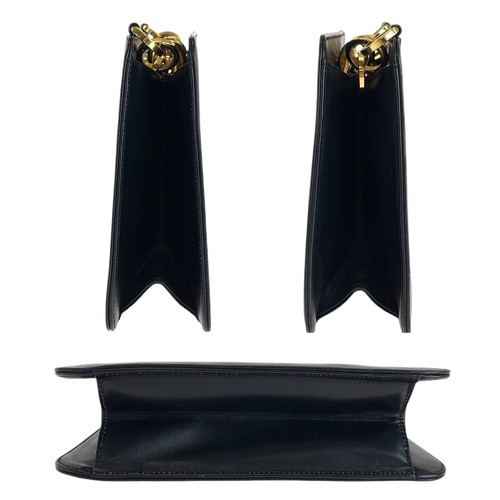Salvatore Ferragamo Gancini Bolsos de Mano Bolsos de Fiesta Bolsos de Tocador Cuero Negro - Imagen 7 de 10