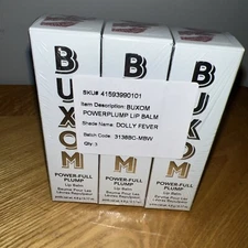 Lot Of Three New BUXOM Power-Full Plump Lip Balm Dolly Fever 0.17 oz