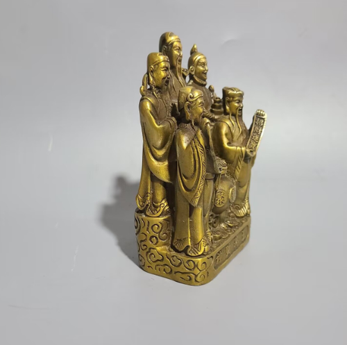 Pure copper five God of wealth like text God of wealth treasure pot decoration - Picture 3 of 6