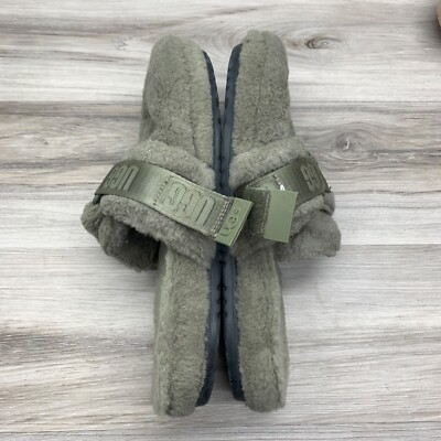 UGG Fluff It Slippers Burnt Olive Green Shearling Slide  display picture 3