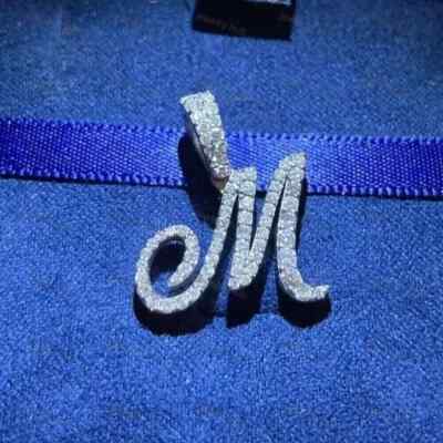 2Ct Round Cut Lab-Created Diamond Initial Letter Pendant 14K White Gold Plated