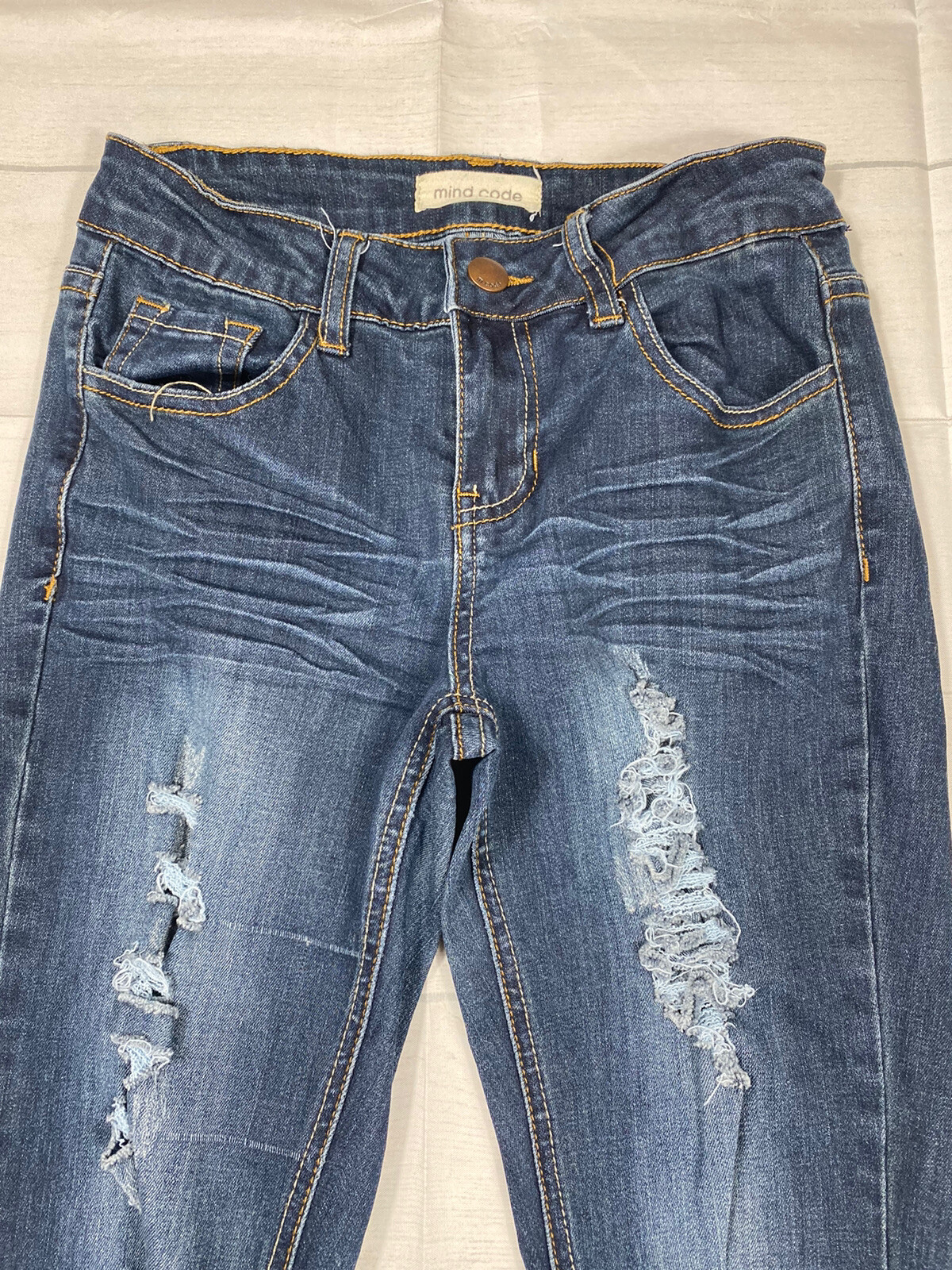 Mind Code Mid Rise Destroyed Distressed Skinny De… - image 3