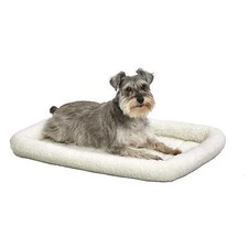 30 Inch White Fleece Dog Bed for Medium Crate 26 to 40 Pounds Cozy Comfort
