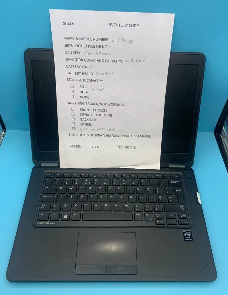 Dell Latitude E7450 14" Laptop / i5-5TH / 8GB RAM / 128GB  HDD / OS (OFFERS OK) - Image 3 of 4