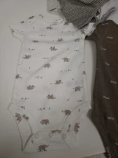 Carters 5Pc OnePiece Babysoft Cotton Expandable Shoulders Reinforced Snaps Sz 6m